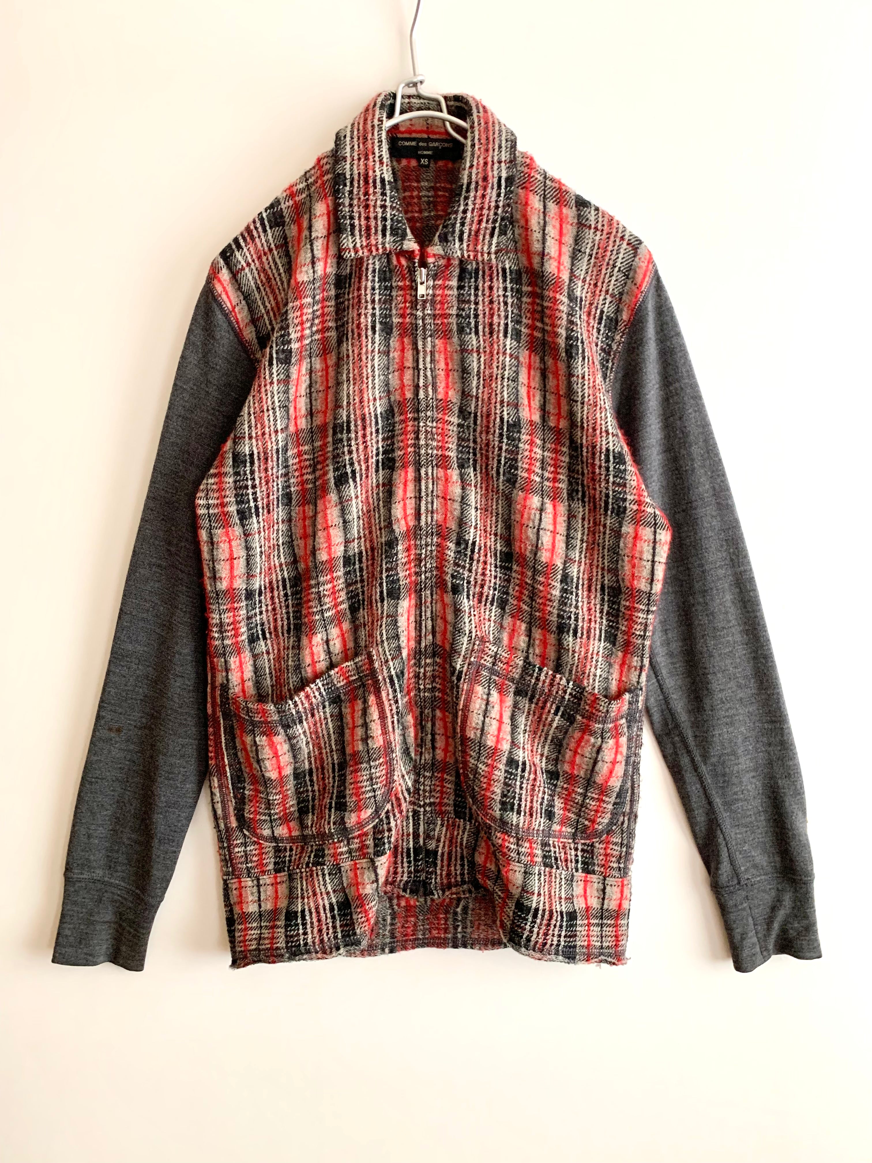 【 COMME des GARÇONS HOMME 】Check pattern switching Knit Jacket