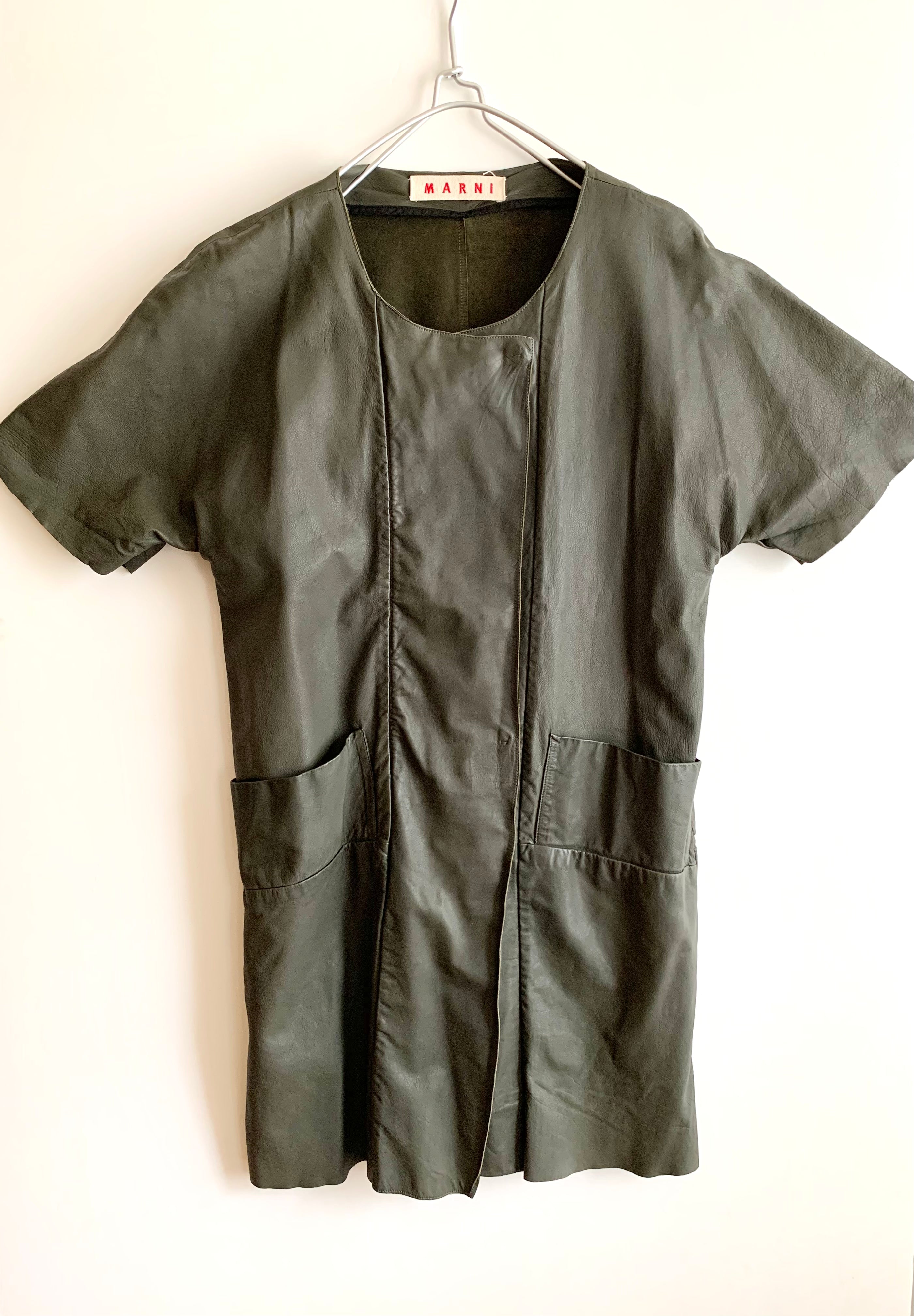 【 MARNI 】 Short Sleeve Leather coat