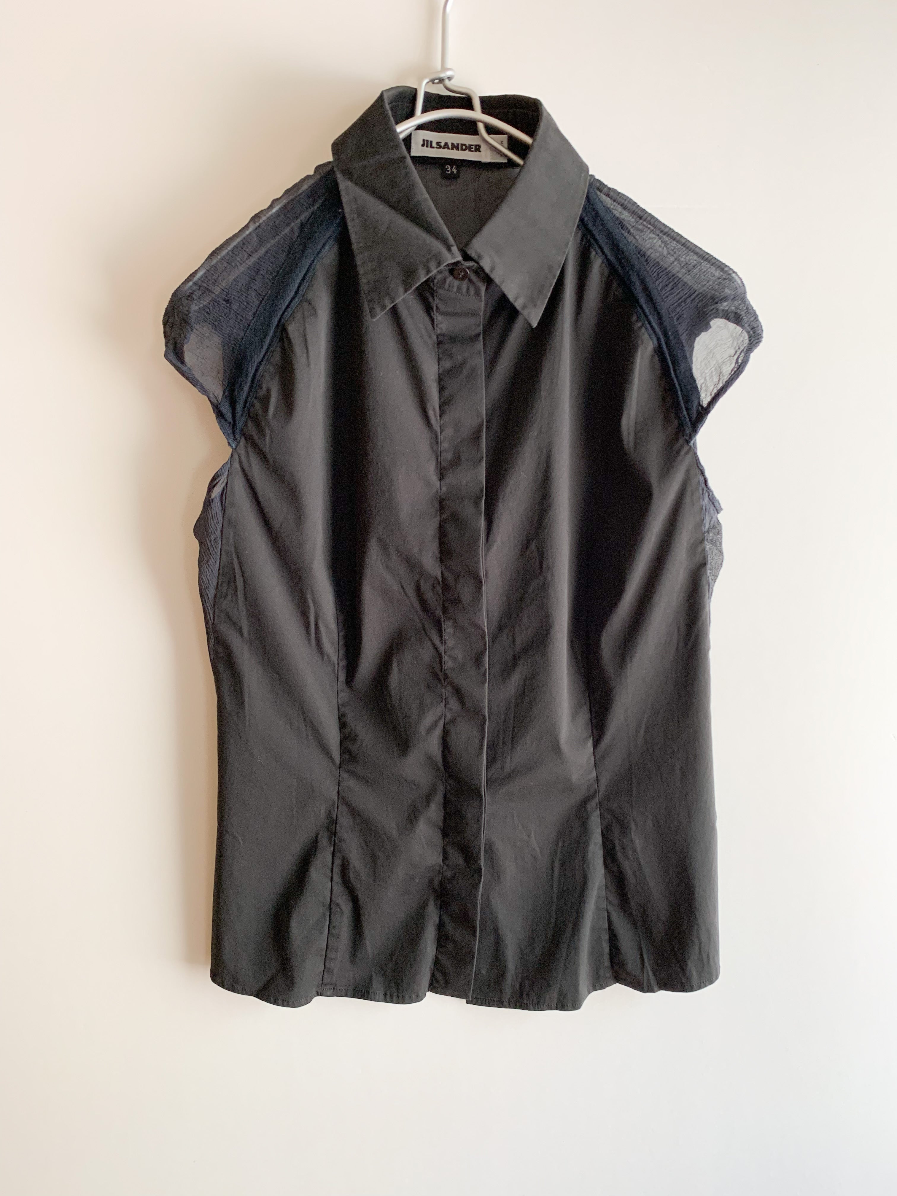【 JIL SANDER 】 Buck See-through No-Sleeve Shirts