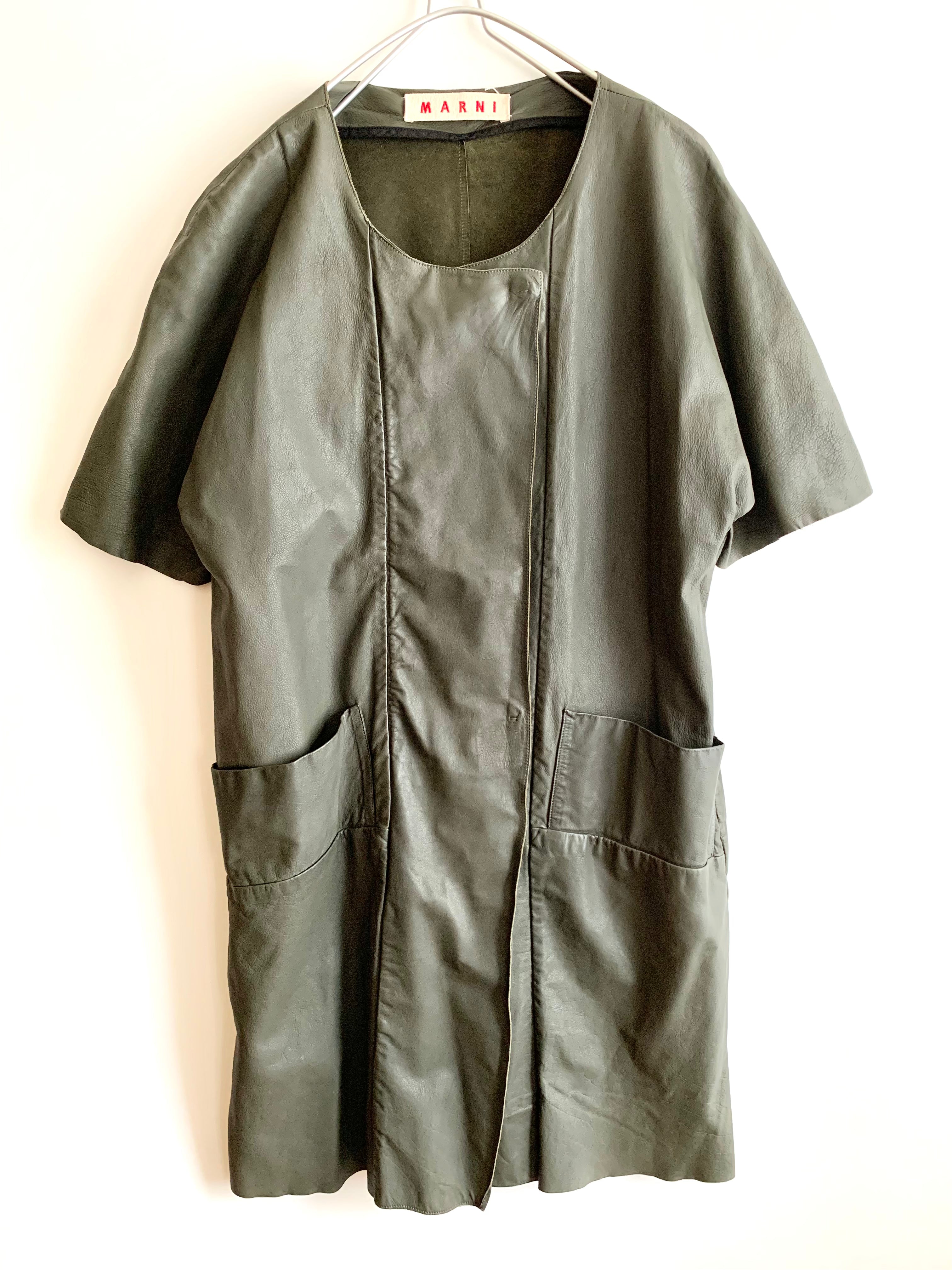 【 MARNI 】 Short Sleeve Leather coat