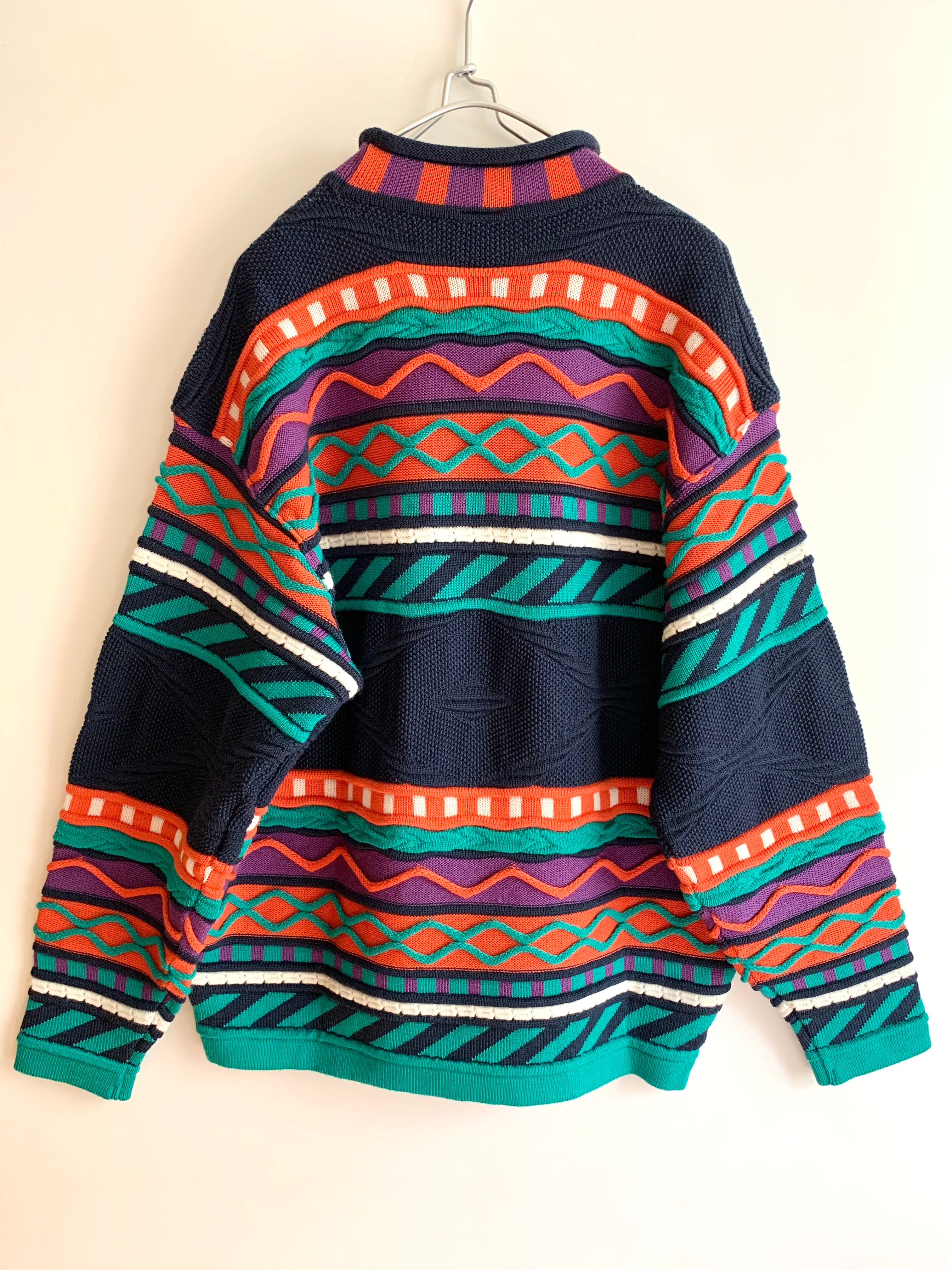 【 DEAD STOCK 90s Vintage 】 Roll Neck 3D Knit