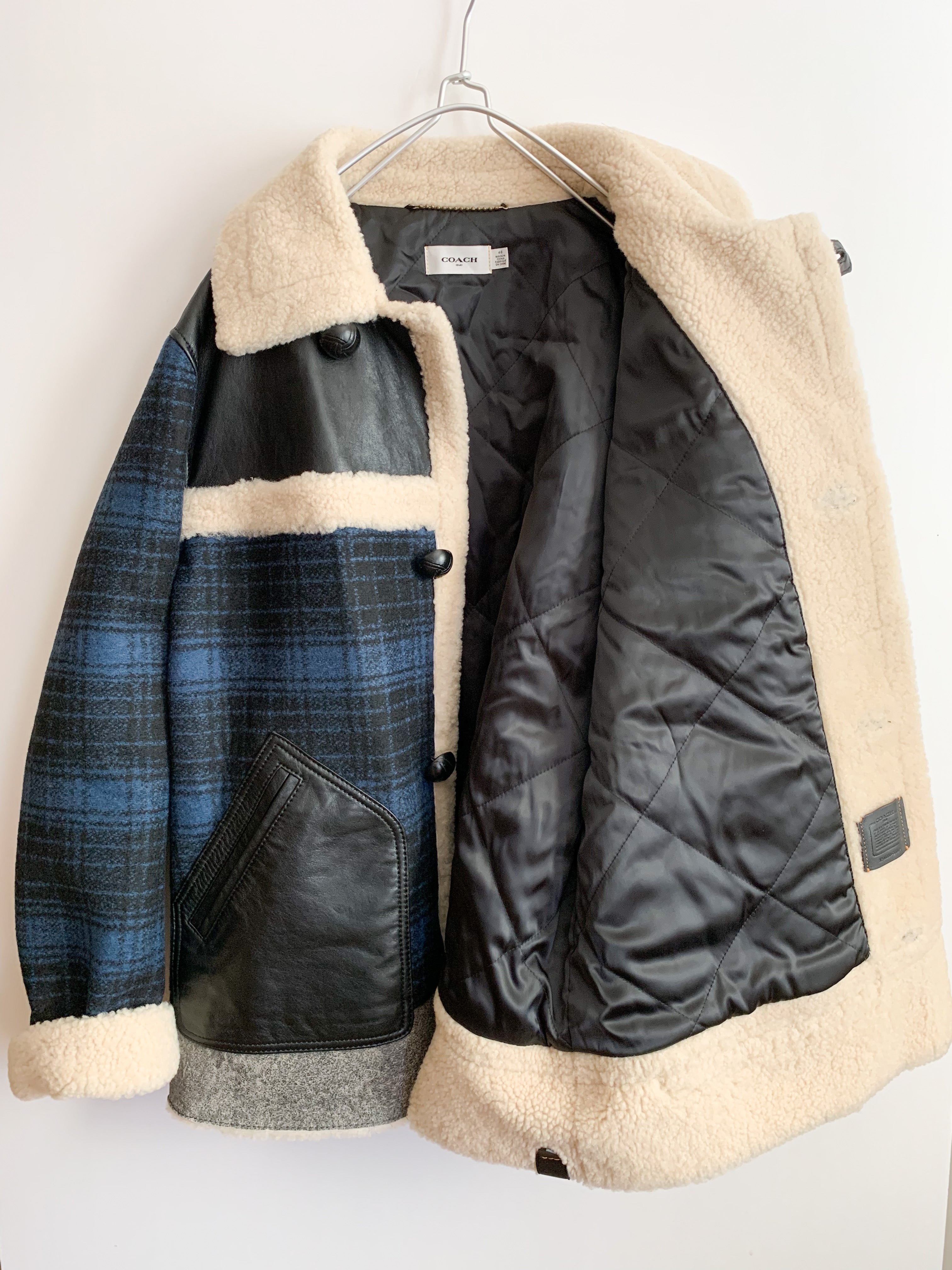 【 COACH 】 leather×wool Lunch coat