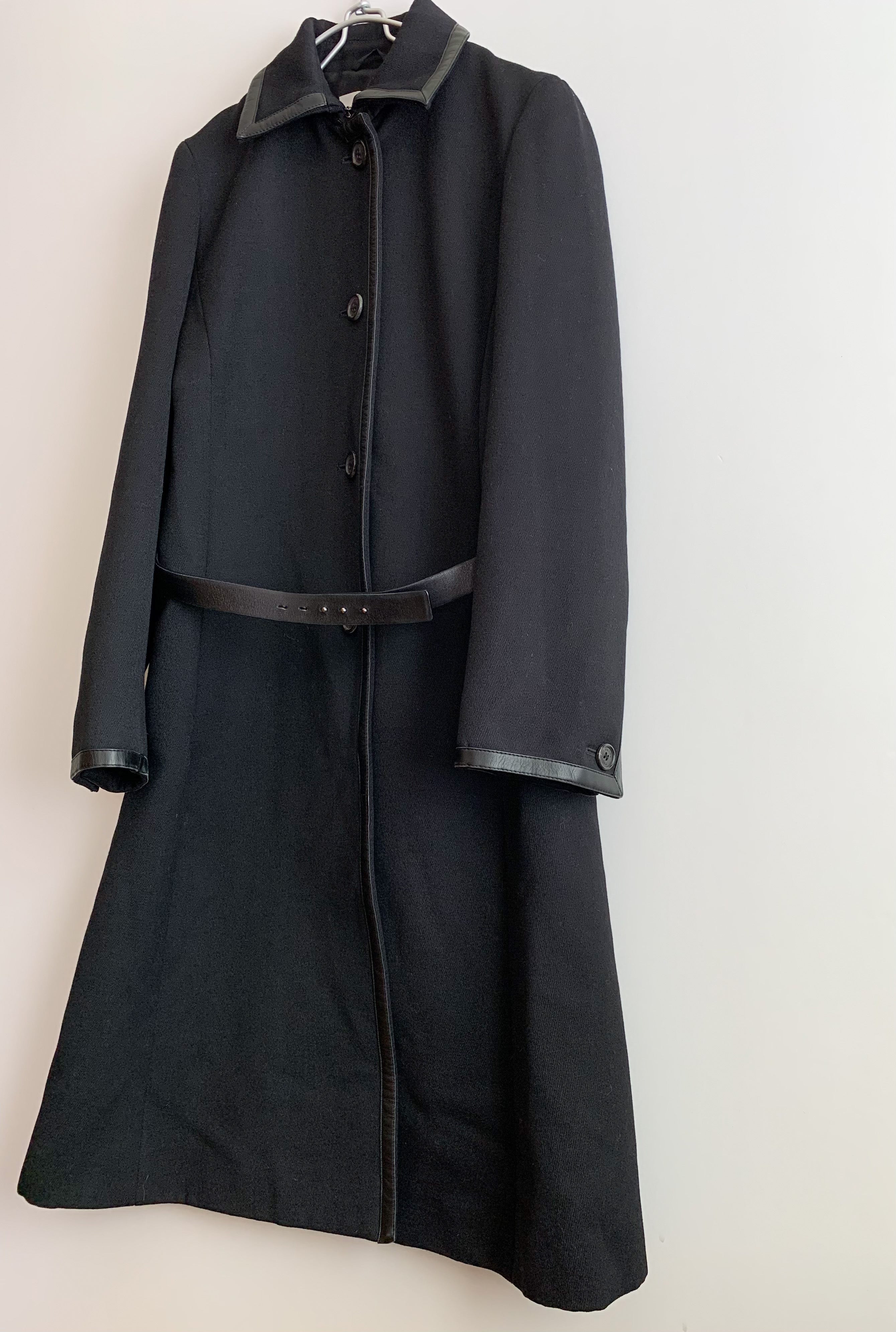 【 PRADA 】 Wool×Leather Long Coat