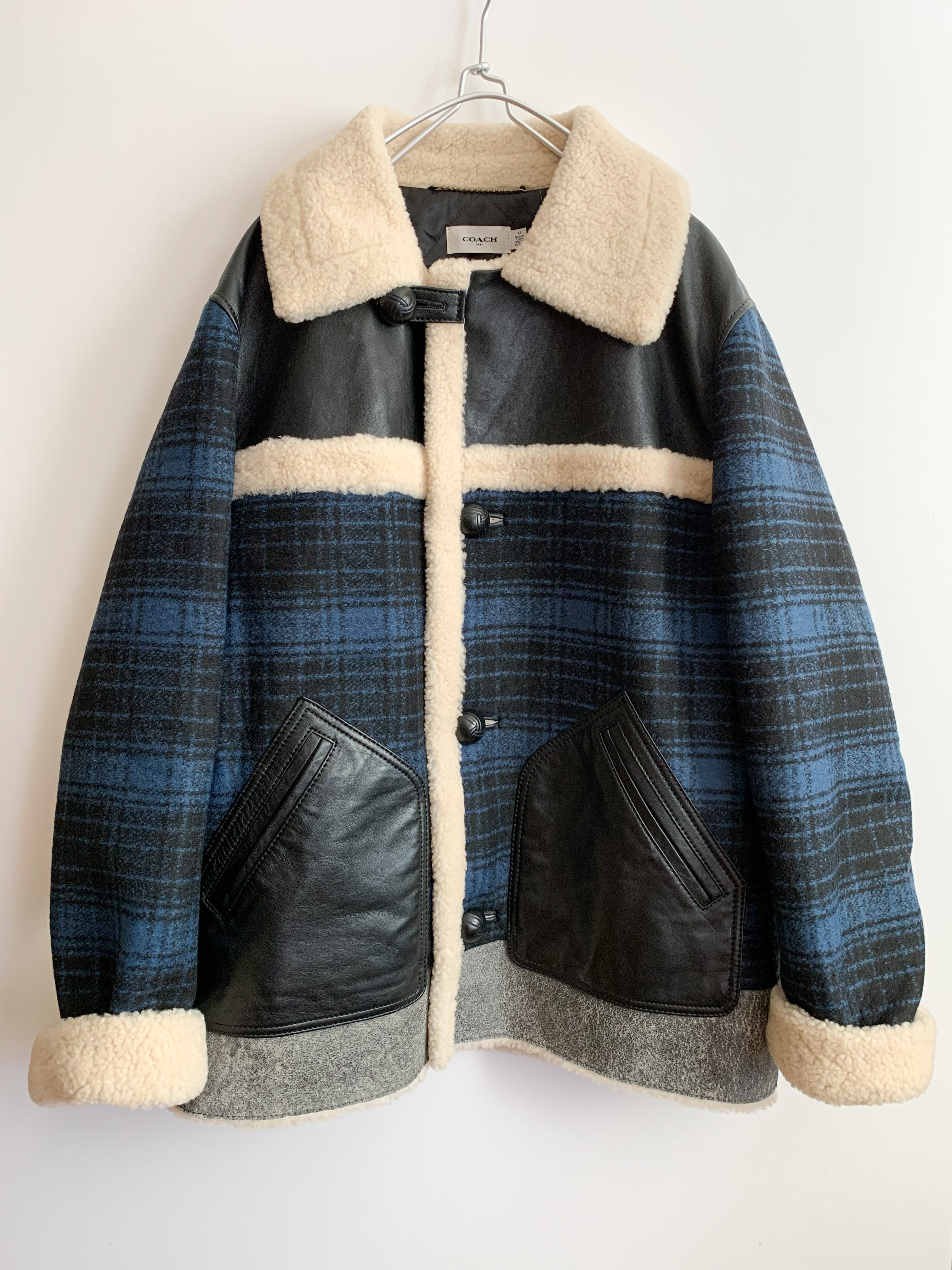 【 COACH 】 leather×wool Lunch coat