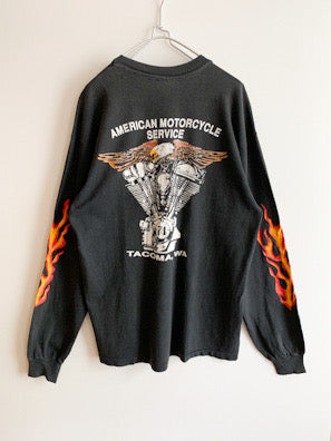 【 80s Vintage TACOMA,WA】MOTORCYCLE SERVICE Long sleeve T-shirts