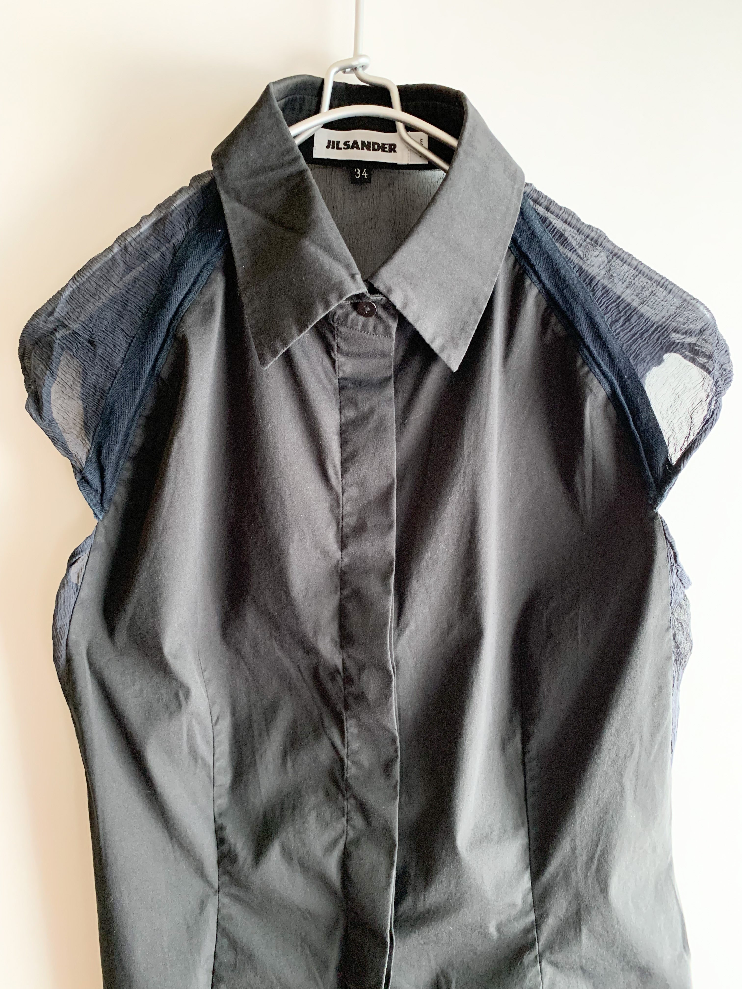 【 JIL SANDER 】 Buck See-through No-Sleeve Shirts