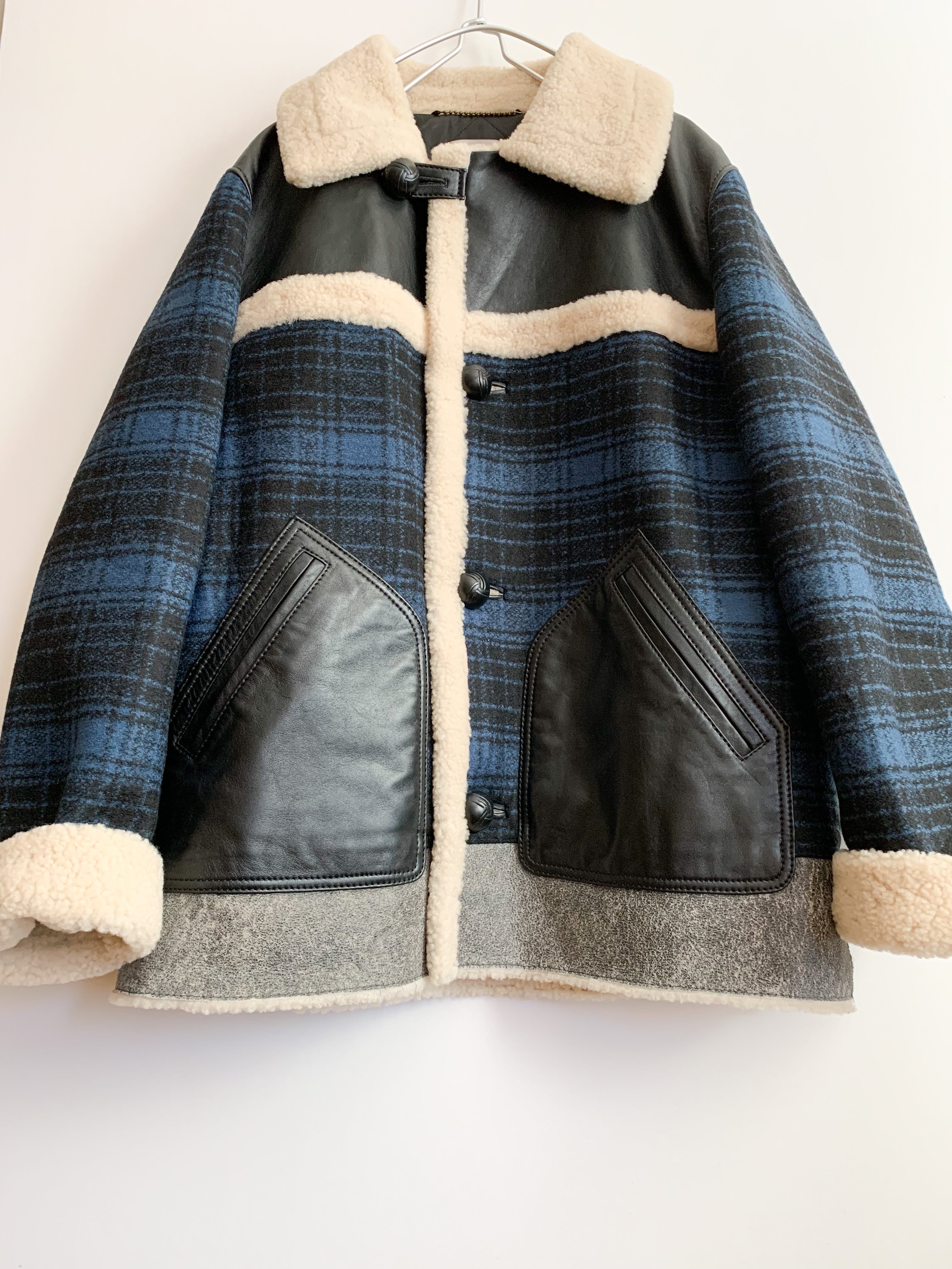 【 COACH 】 leather×wool Lunch coat