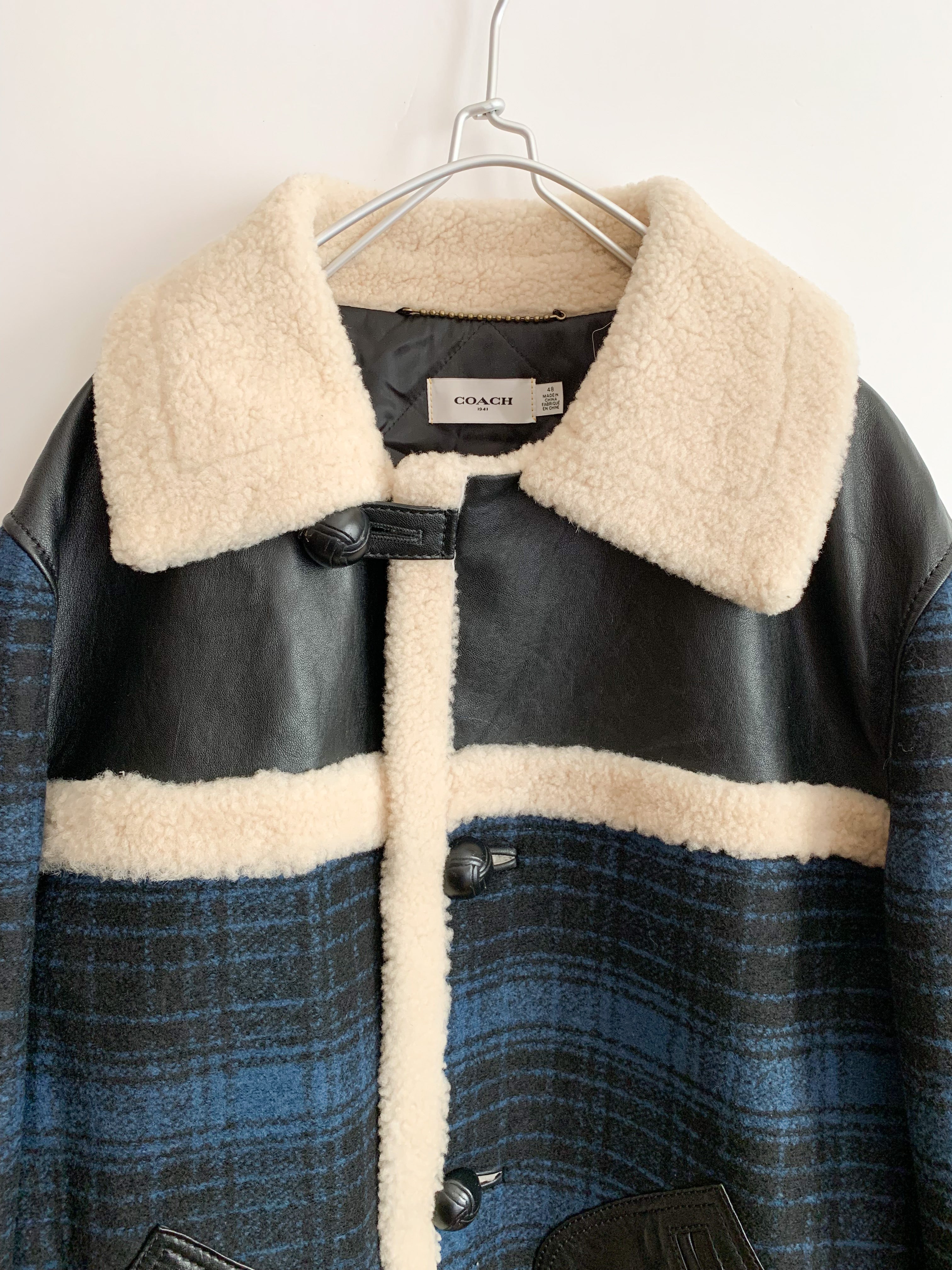 【 COACH 】 leather×wool Lunch coat