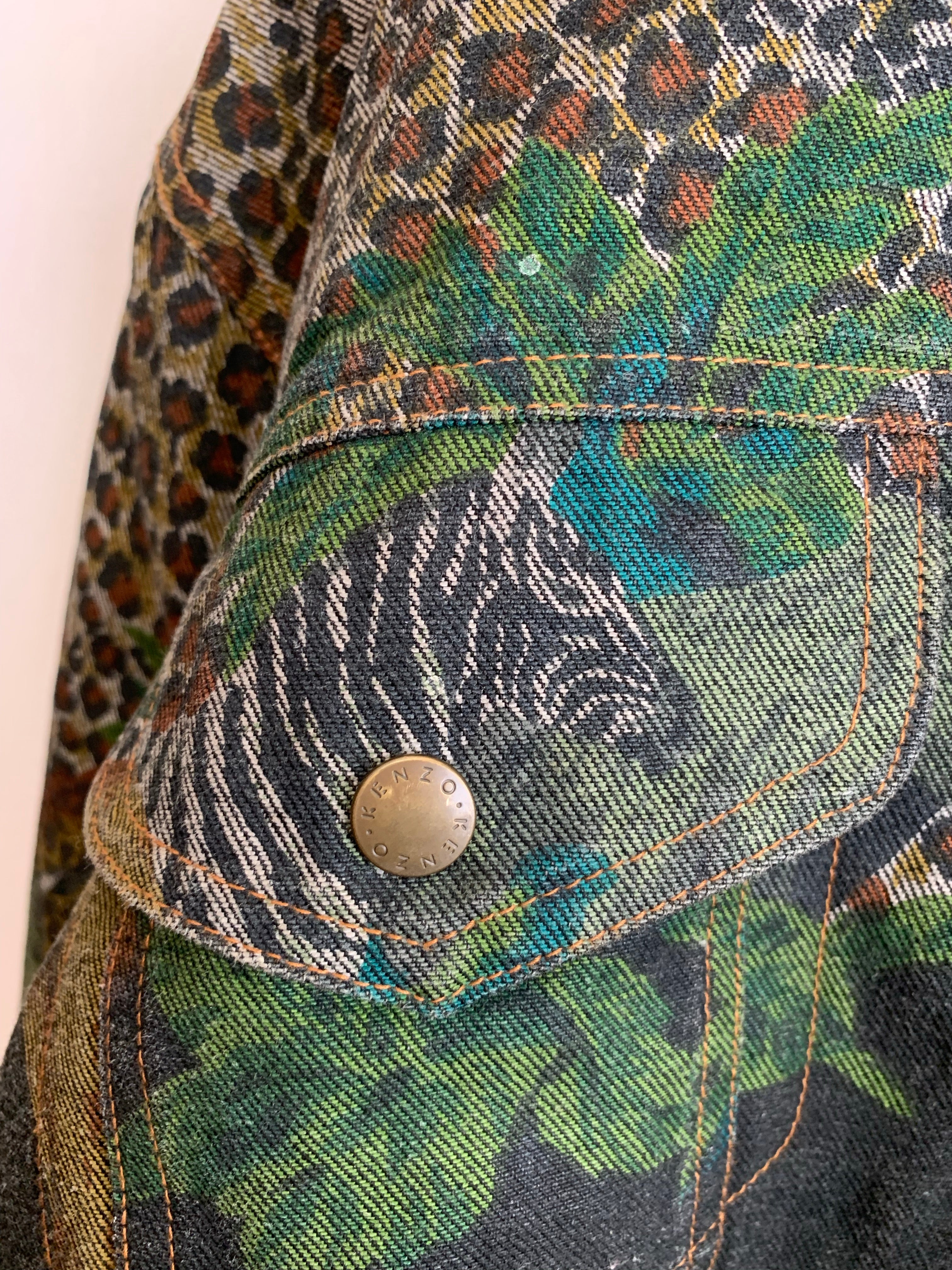【 90s KENZO 】Safari Design Denim Jacket
