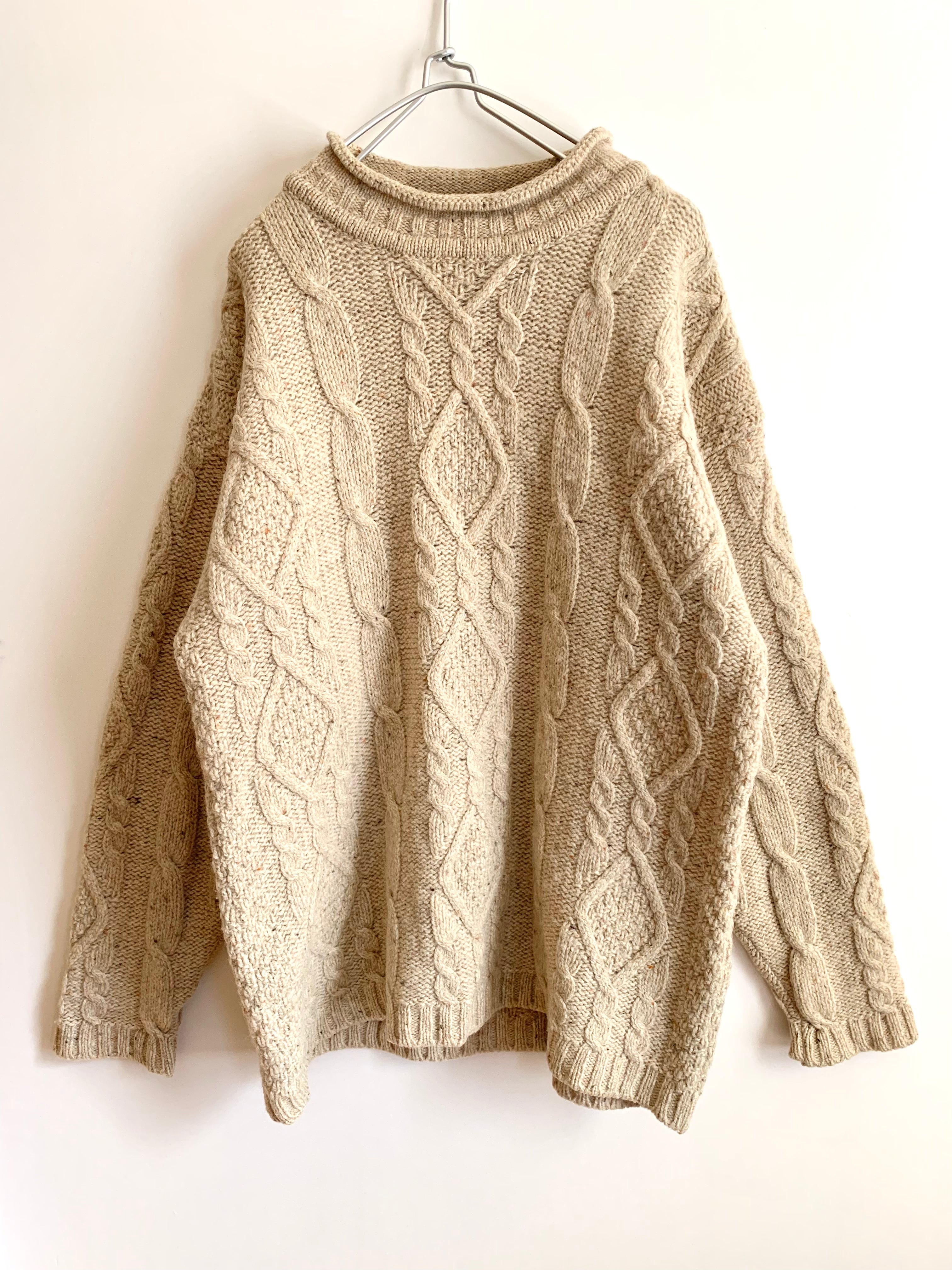 【 80s Brooks Brothers 】Roll Neck aran knit