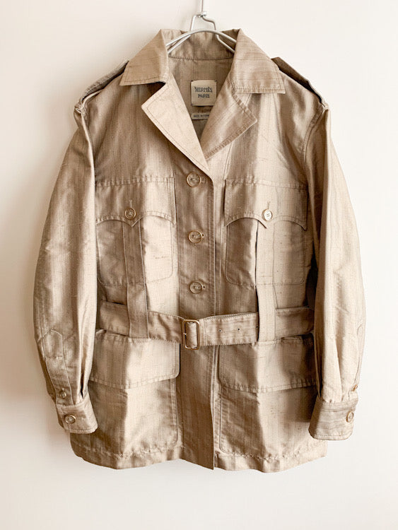 【 HERMES マルジェラ期 】 Silk Safari Design Jacket
