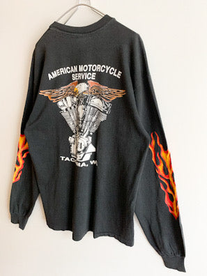 【 80s Vintage TACOMA,WA】MOTORCYCLE SERVICE Long sleeve T-shirts