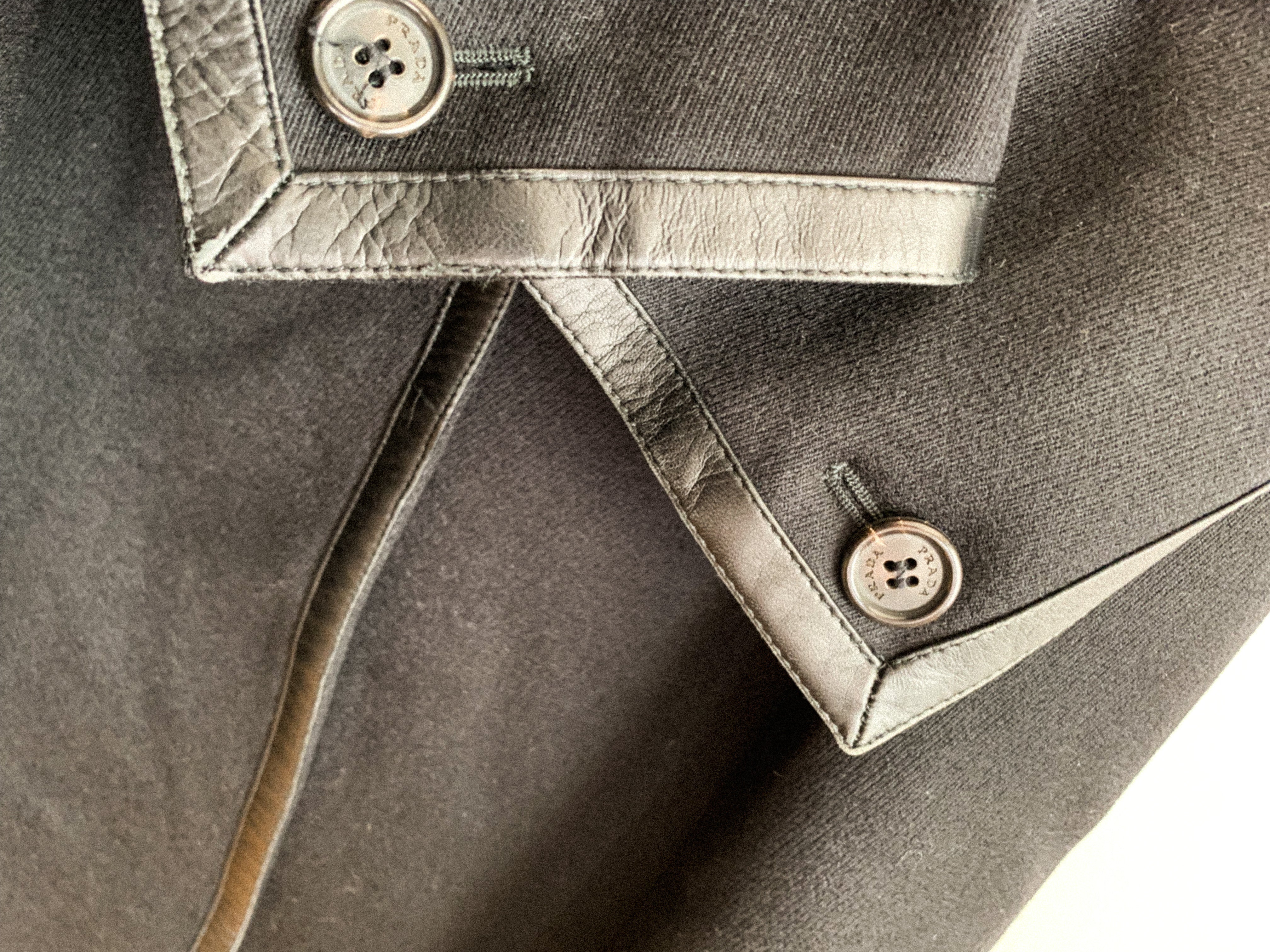 【 PRADA 】 Wool×Leather Long Coat