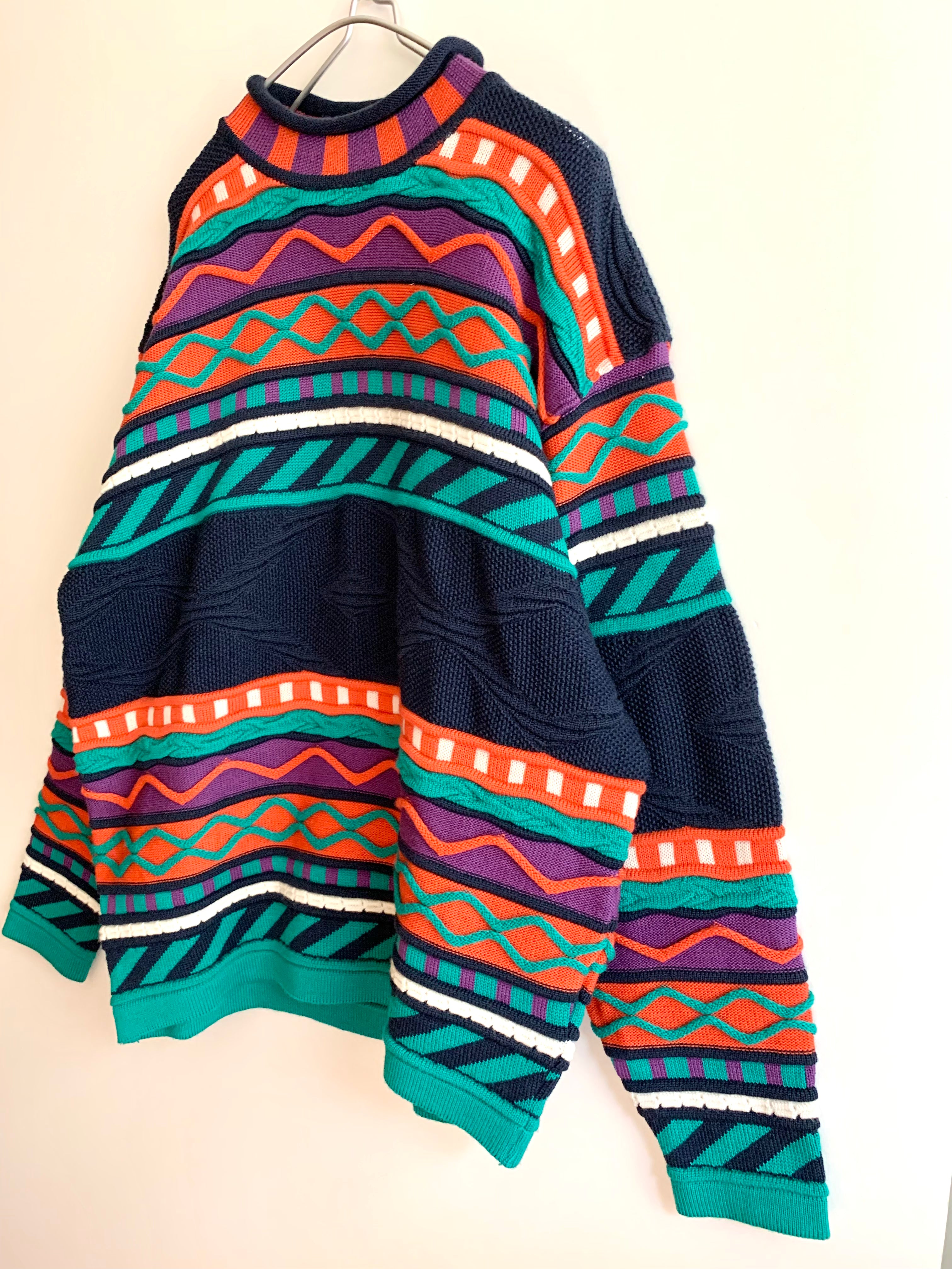 【 DEAD STOCK 90s Vintage 】 Roll Neck 3D Knit