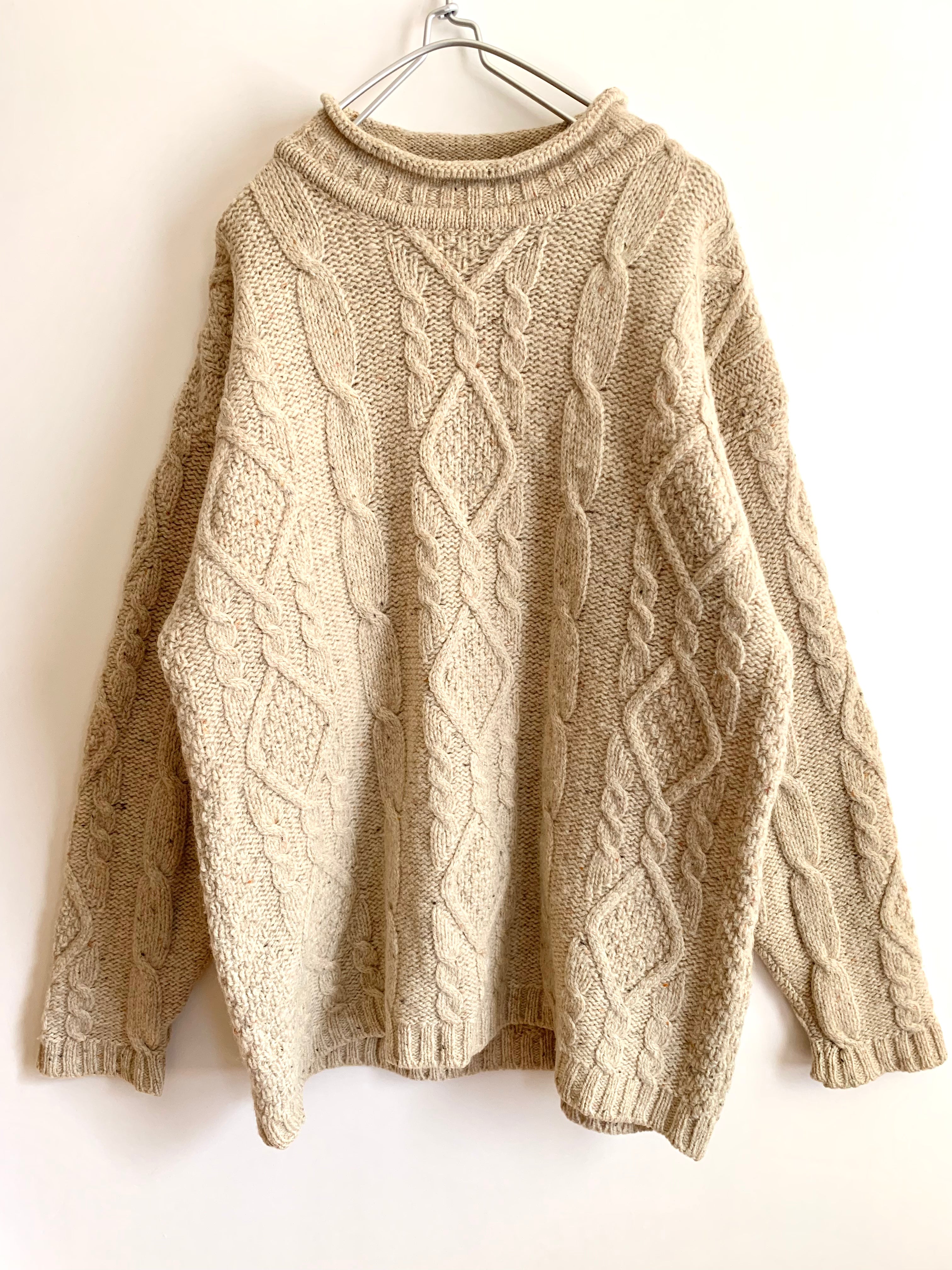 【 80s Brooks Brothers 】Roll Neck aran knit