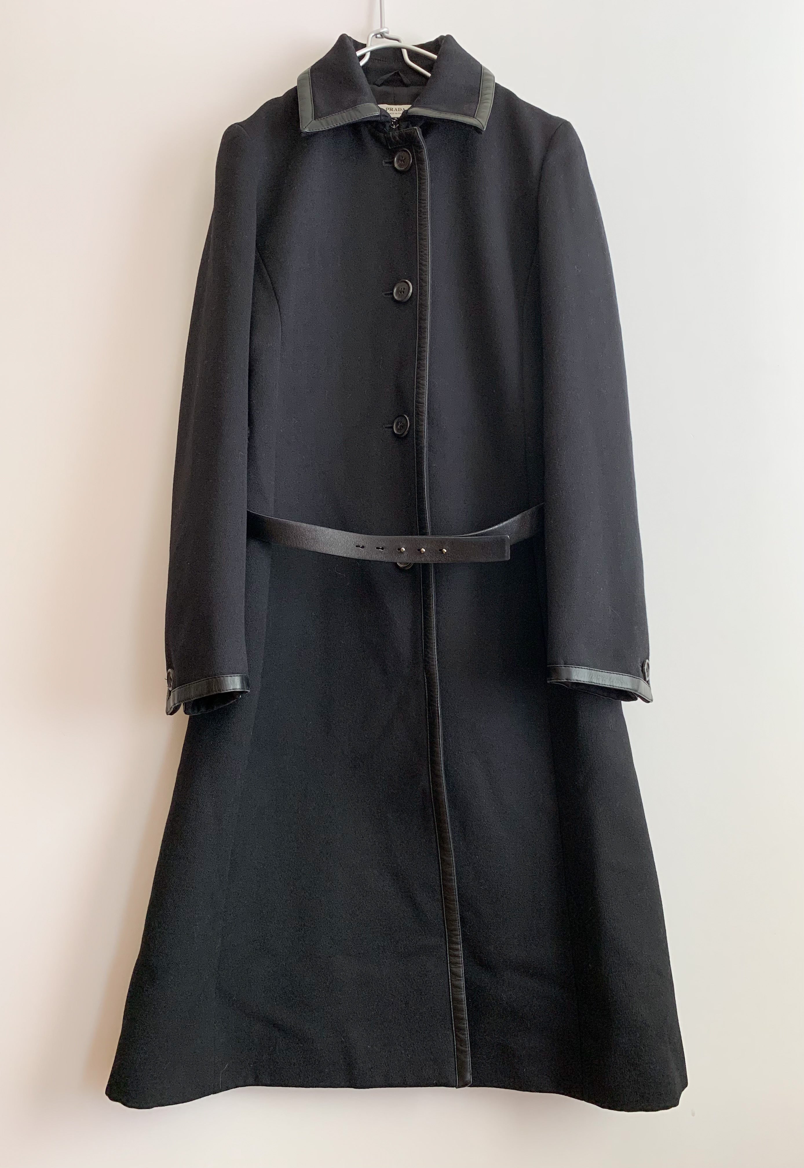 【 PRADA 】 Wool×Leather Long Coat
