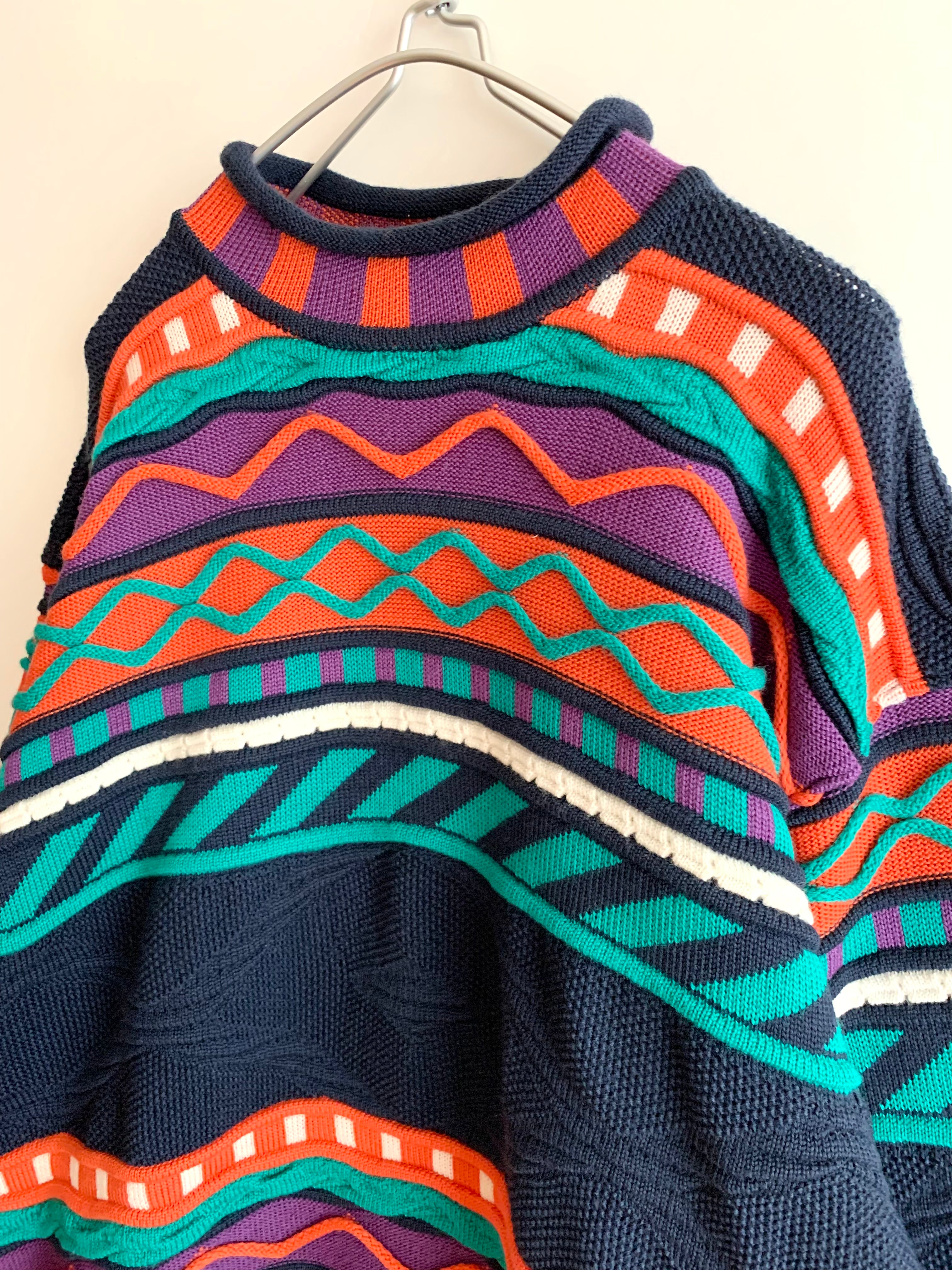 【 DEAD STOCK 90s Vintage 】 Roll Neck 3D Knit