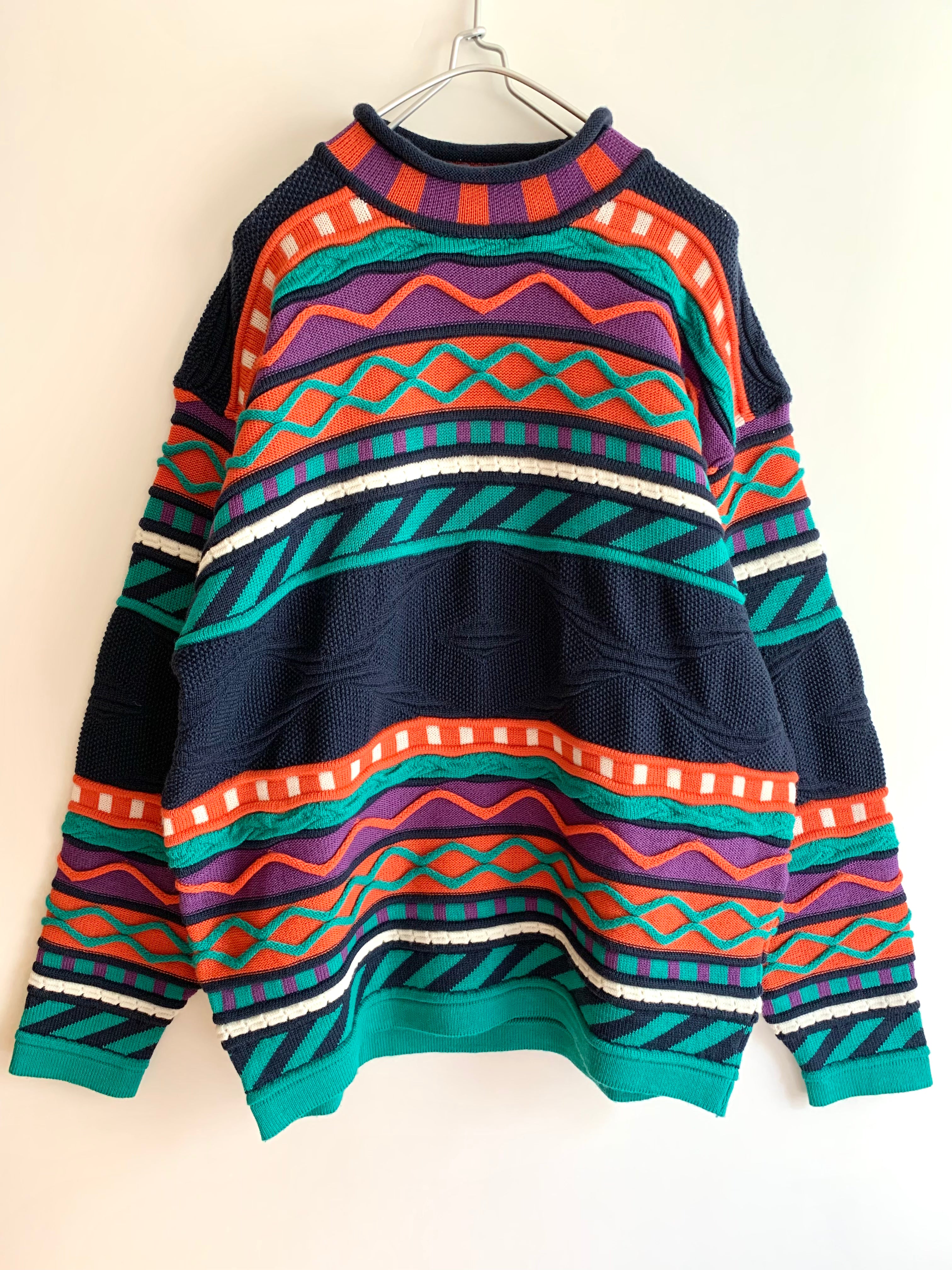 【 DEAD STOCK 90s Vintage 】 Roll Neck 3D Knit