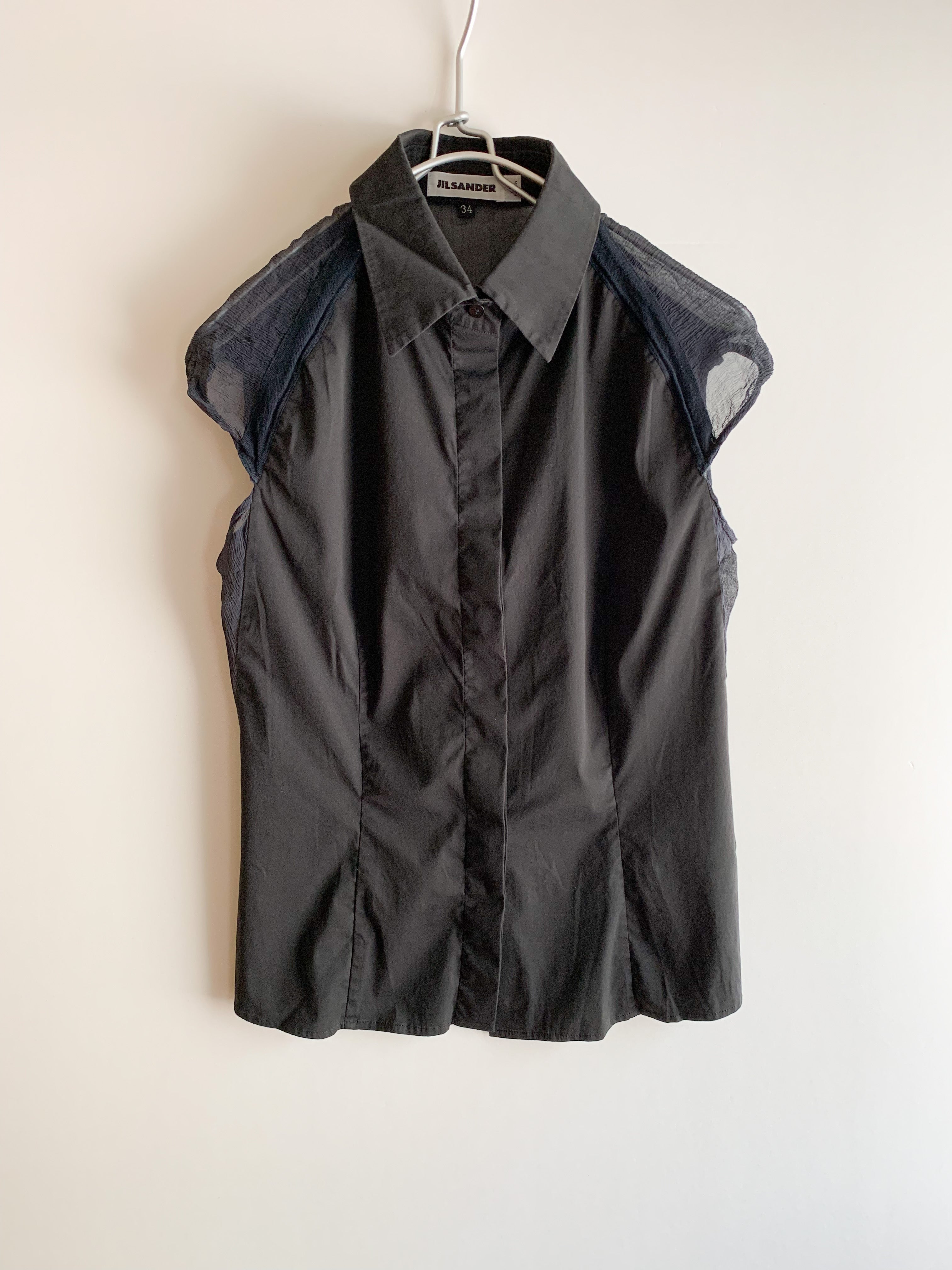 【 JIL SANDER 】 Buck See-through No-Sleeve Shirts