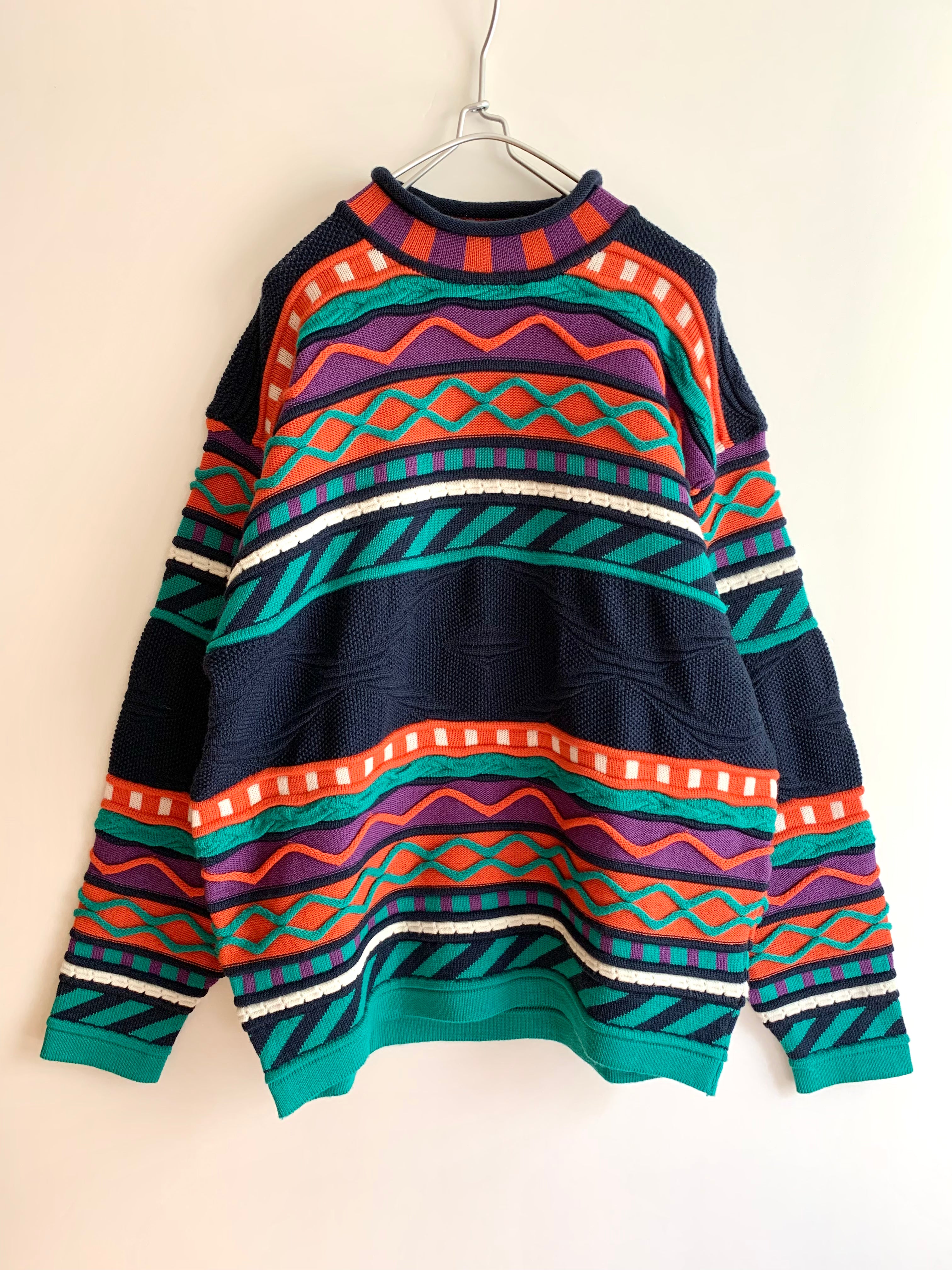 【 DEAD STOCK 90s Vintage 】 Roll Neck 3D Knit