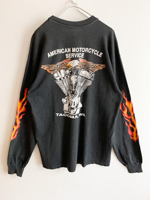【 80s Vintage TACOMA,WA】MOTORCYCLE SERVICE Long sleeve T-shirts