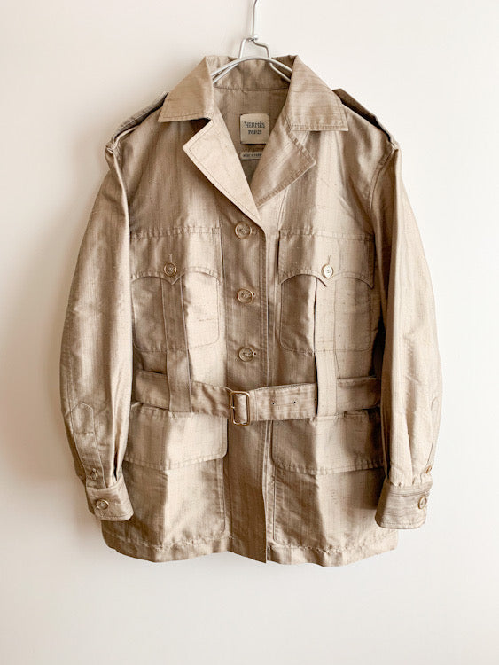 【 HERMES マルジェラ期 】 Silk Safari Design Jacket